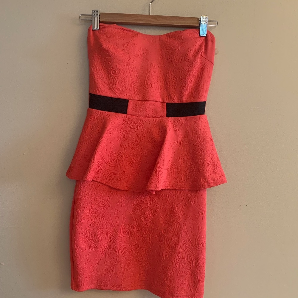 Coral peplum dress